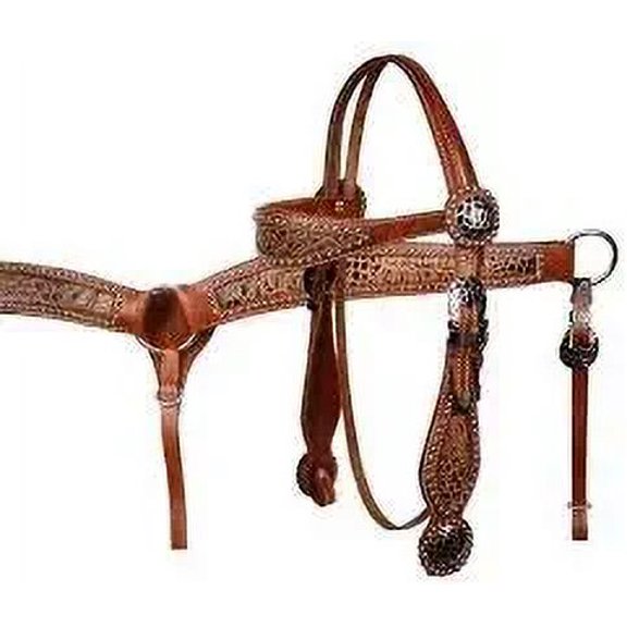 MARTIN ENTERPRISESWestern Premium Leather Hand Carved Tooled Headstall, Breast Collar, & Reins, Size Full