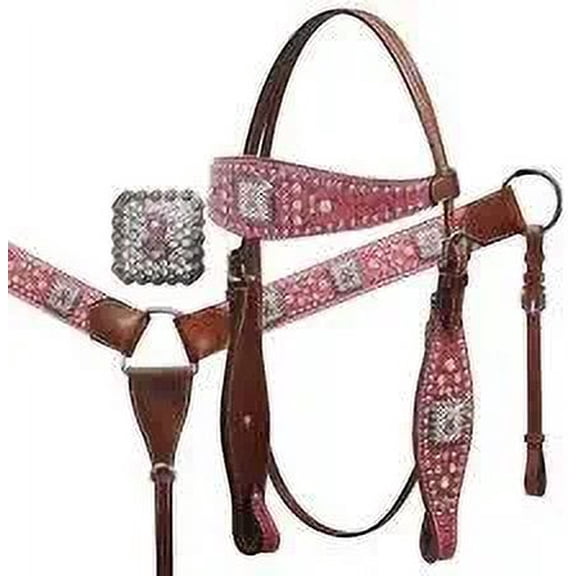 MARTIN ENTERPRISESWestern Premium Leather Hand Carved Tooled Headstall, Breast Collar, & Reins, Size Full