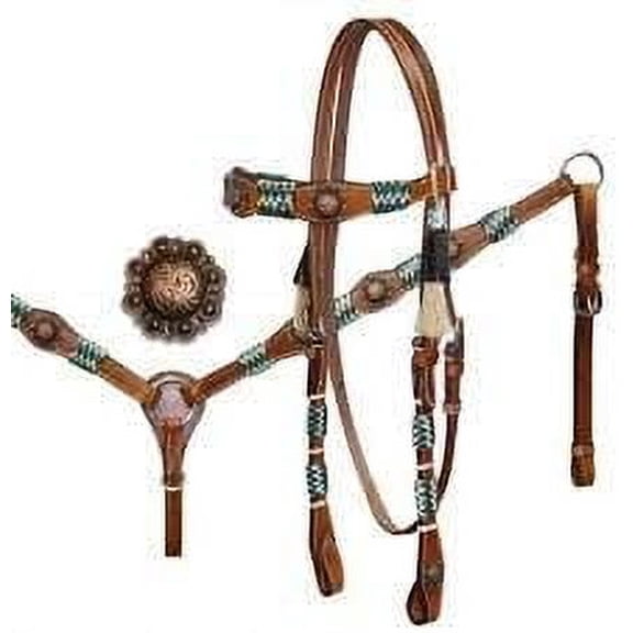 MARTIN ENTERPRISESWestern Premium Leather Hand Carved Tooled Headstall, Breast Collar, & Reins, Size Full