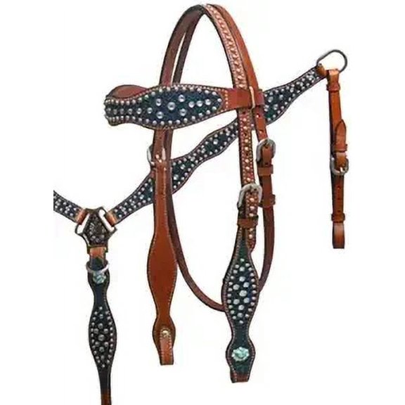 MARTIN ENTERPRISESWestern Premium Leather Hand Carved Tooled Headstall, Breast Collar, & Reins, Size Full