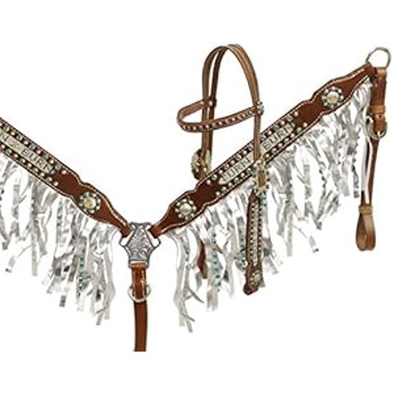 MARTIN ENTERPRISESWestern Premium Leather Hand Carved Tooled Headstall, Breast Collar, & Reins, Size Full