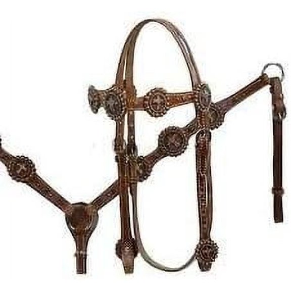 MARTIN ENTERPRISESWestern Premium Leather Hand Carved Tooled Headstall, Breast Collar, & Reins, Size Full