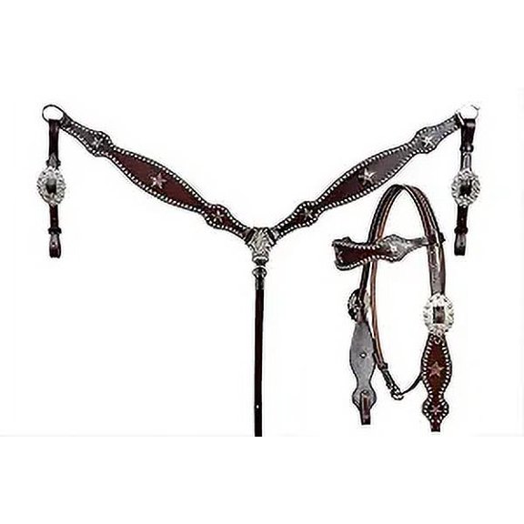 MARTIN ENTERPRISESWestern Premium Leather Hand Carved Tooled Headstall, Breast Collar, & Reins, Size Full