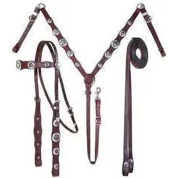 MARTIN ENTERPRISESWestern Premium Leather Hand Carved Tooled Headstall, Breast Collar, & Reins, Size Full