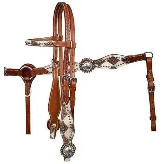 MARTIN ENTERPRISESWestern Premium Leather Hand Carved Tooled Headstall, Breast Collar, & Reins, Size Full