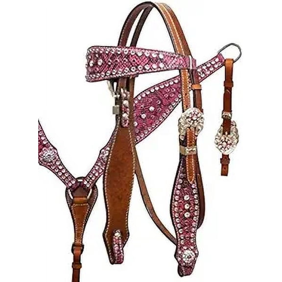 MARTIN ENTERPRISESWestern Premium Leather Hand Carved Tooled Headstall, Breast Collar, & Reins, Size Full