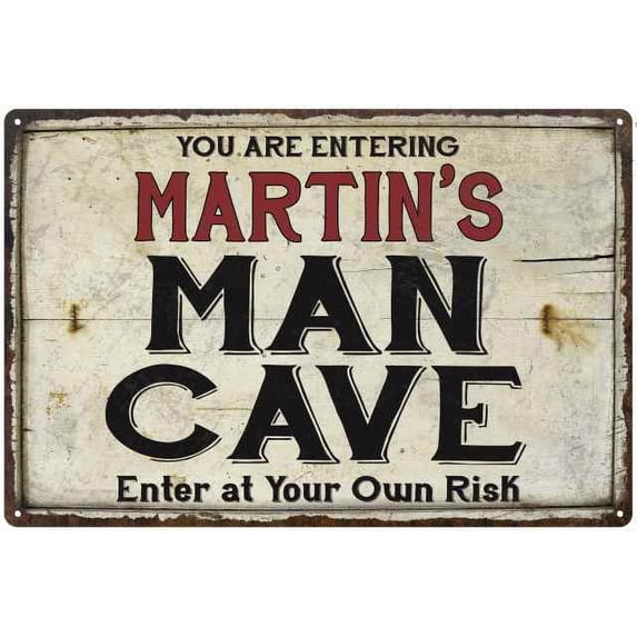 MARTIN'S Man Cave Sign Rustic Garage Decor Gift 8x12 Metal 208120035088