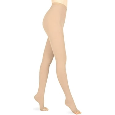 MARTINE MALL 1 Pair 15-20 mmHg Compression Pantyhose Medical Open Toe Compression Stockings for Women（Beige ,L）