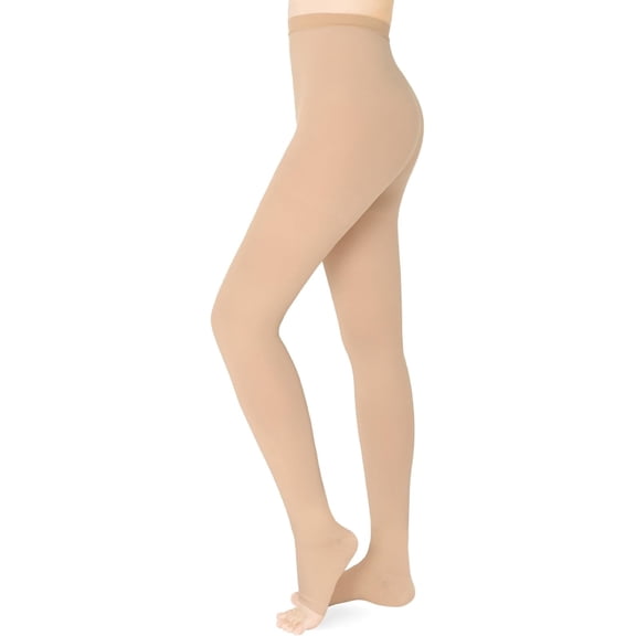 MARTINE MALL 1 Pair Beige M Size 20-30 mmHg Compression Pantyhose Medical Footless Compression Stockings for Women,Pregnant, Teacher, Doctor