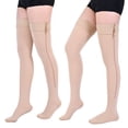 thumbnail image 1 of MARTINE MALL 1 Pair Beige Thigh High Zipper Compression Socks 20-30 Mmhg Closed Toe Compression Support Stockings for Pregnancy, Post-surgery, Swelling, 1 of 8
