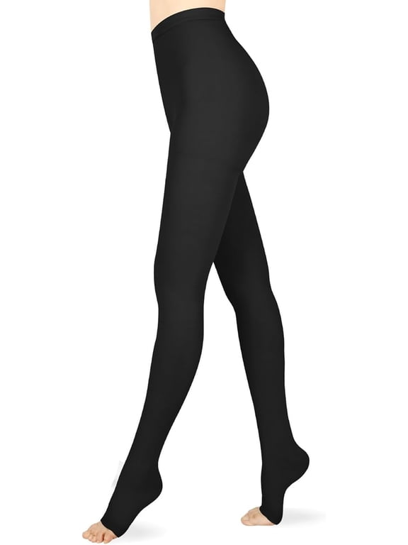 1 Pairs 15-20 mmHg Compression Pantyhose for Women & Men, Medical Graduated Open Toe Compression Stockings(Black,XL)