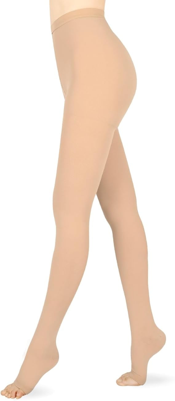 1 Pairs 20-30 mmHg Compression Pantyhose for Women & Men, Medical Graduated Open Toe Compression StockingsBeige,XL