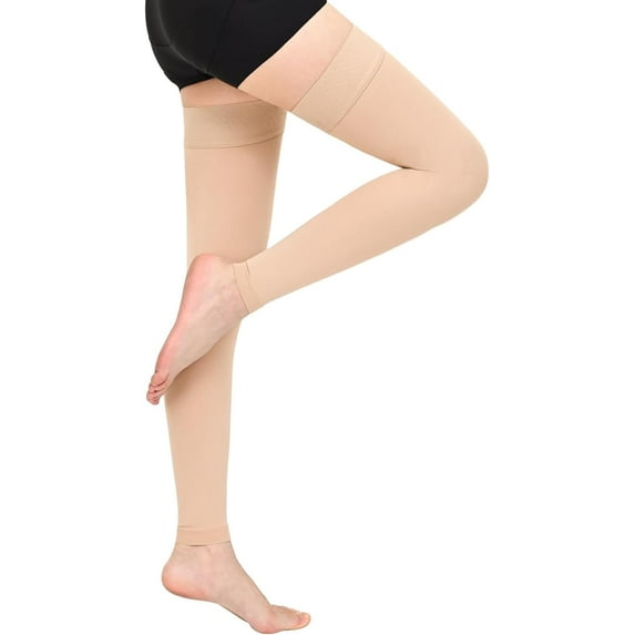 MARTINE MALL 15-20mmHg Thigh High Compression Stockings Footless Graduated Compression Socks for Edema Varicose Veins, Running, Hiking, Cycling