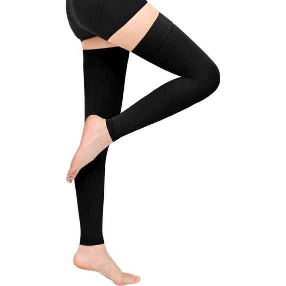 MARTINE MALL 15-20mmHg Thigh High Compression Stockings Footless Graduated Compression Socks for Edema Varicose Veins, Running, Hiking, Cycling