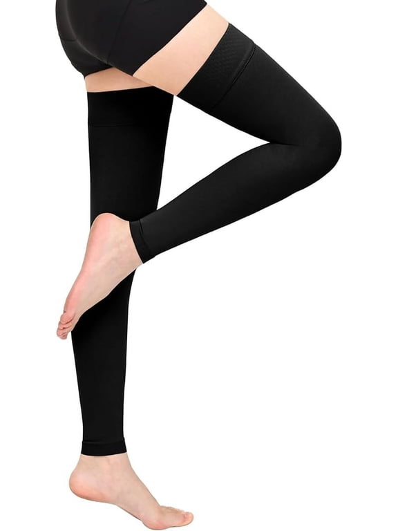 15-20mmHg Thigh High Compression Stockings Footless Graduated Compression Socks for Edema Varicose Veins, Running, Hiking, Cycling