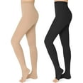 thumbnail image 1 of MARTINE MALL 2 Pairs 20-30 mmHg Compression Pantyhose Medical Footless Compression Stockings for Women,Pregnant, Teacher, Doctor(Beige+Black,L), 1 of 6