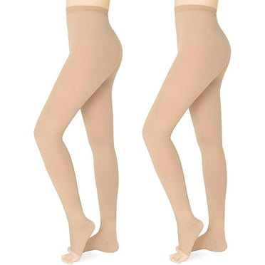 MARTINE MALL 2 Pairs Beige M Size 20-30 mmHg Compression Pantyhose Medical Footless Compression Stockings for Women,Pregnant, Teacher, Doctor