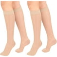 thumbnail image 1 of MARTINE MALL 2 Pairs Closed Toe Sheer Compression Stockings 15-20 mmHg Knee High Medical Compression Socks for Women, 1 of 7