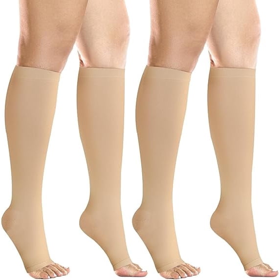 MARTINE MALL 2 Pairs Open Toe Compression Stockings