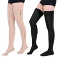 thumbnail image 1 of MARTINE MALL 2 Pairs Thigh High Zipper Compression Socks 20-30 Mmhg Closed Toe Compression Support Stockings for Pregnancy, Post-surgery, Swelling(Black+Beige), 1 of 8