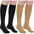 thumbnail image 1 of MARTINE MALL 2 Pairs Zipper Compression Socks for Women & Men, 15-20 mmHg Closed Toe Compression Stocking with Zipper (Black+Beige,L/XL), 1 of 7