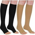 thumbnail image 1 of MARTINE MALL 2 Pairs Zipper Compression Socks for Women & Men, 15-20 mmHg Open Toe Compression Stocking with Zipper (Black+Beige,L/XL), 1 of 6