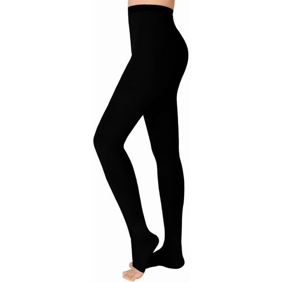 MARTINE MALL 20-30 mmHg Medical Open Toe Compression Pantyhose Black L Size Nylon Compression Stockings for Women & Men