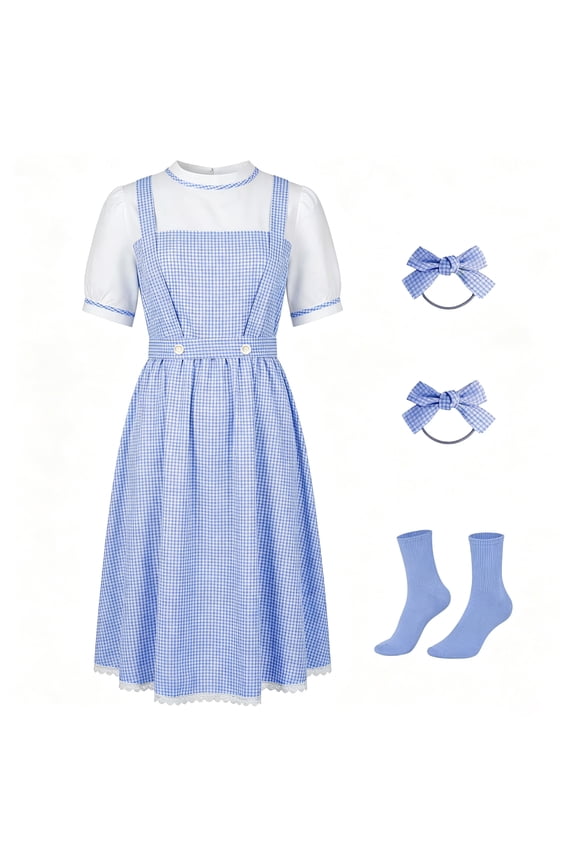 Halloween Costumes for Women Dorothy Adults Dress Socks Hair Bows Costumes Outfits