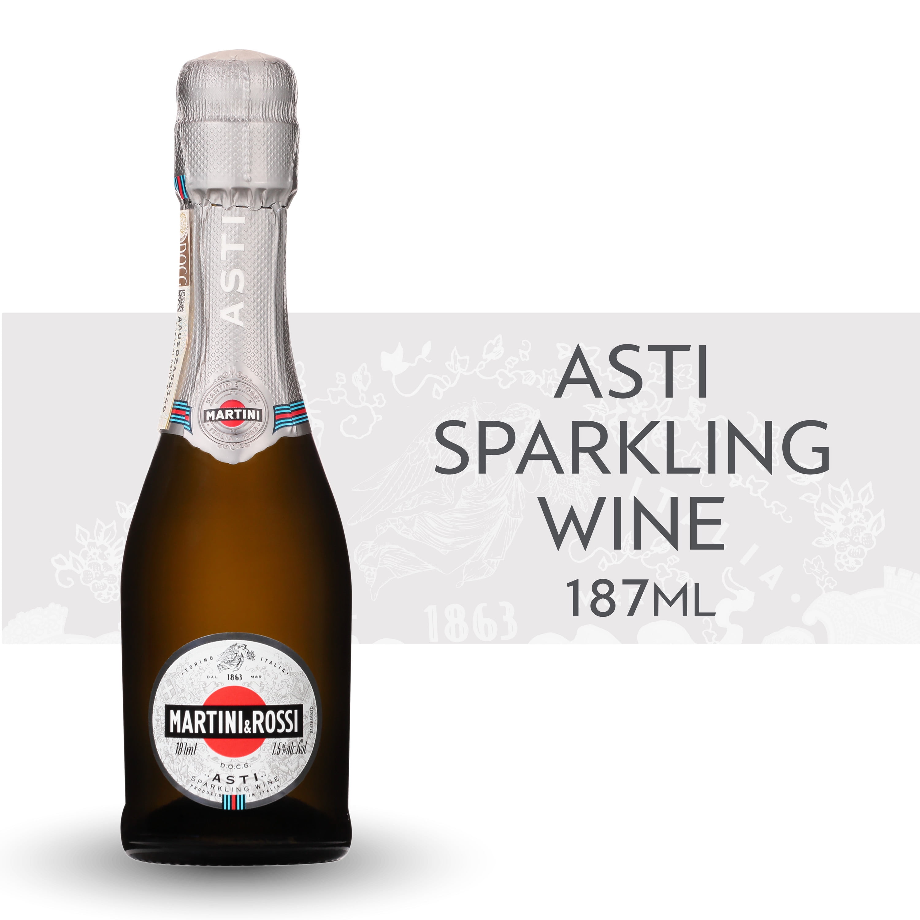 MARTINI & ROSSI Asti Sparkling Wine, 4 Pack of 187 mL Wine Bottles, ABV