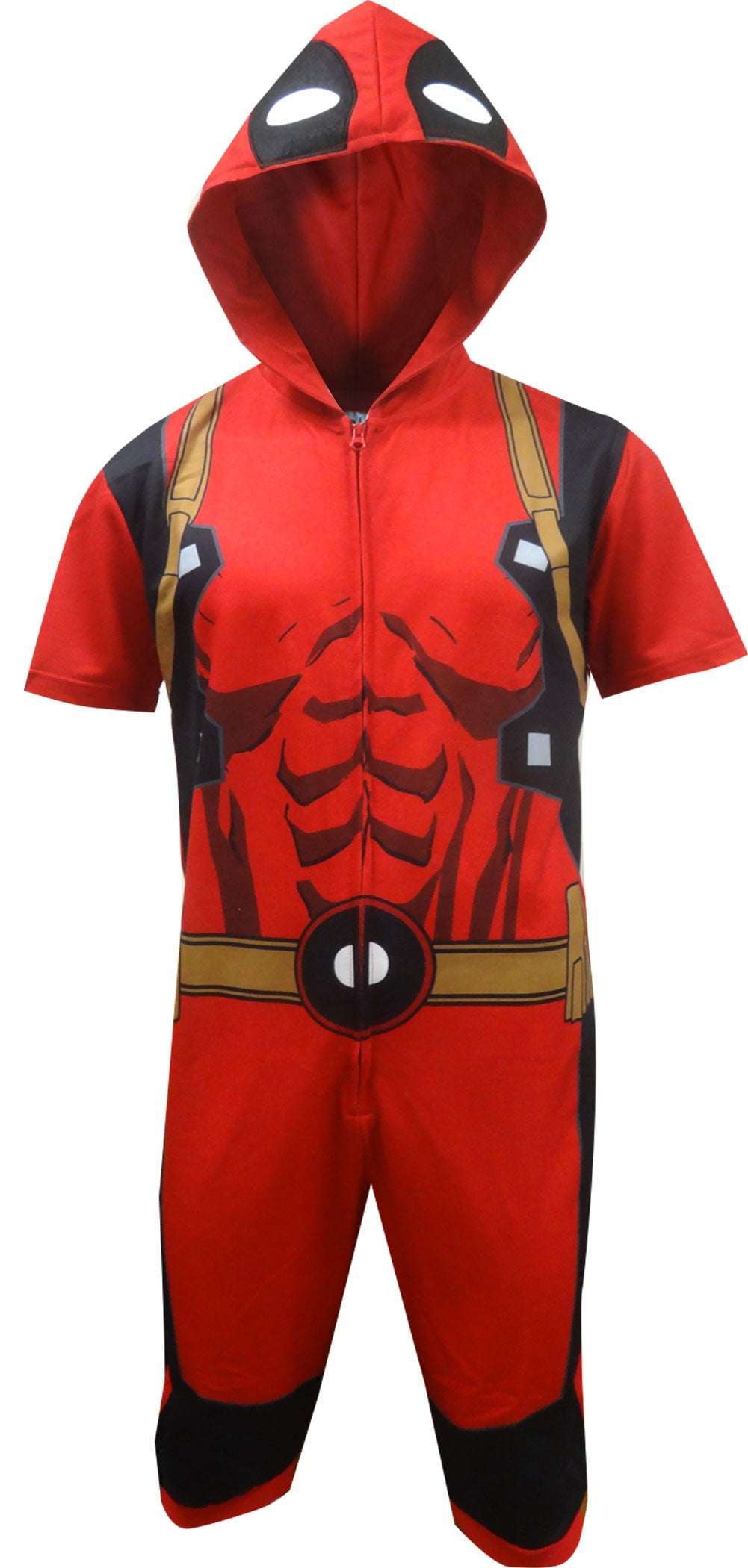 MARVEL Men s Deadpool Cropped Hooded Union Suit One Piece Pajama