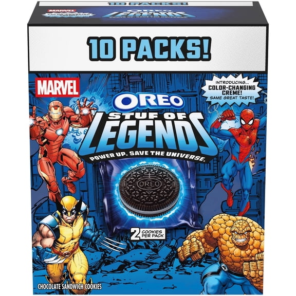MARVEL OREO Stuf of Legends Cookies, Special Edition, 10 Snack Packs (2 Cookies Per Pack)