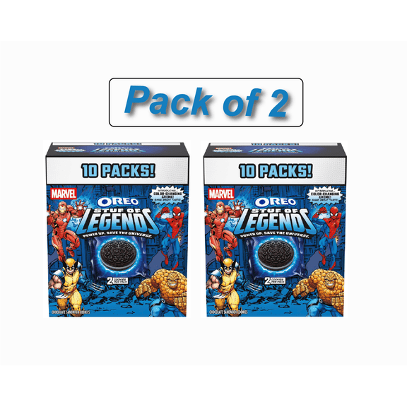 MARVEL OREO Stuf of Legends Cookies, Special Edition, 10 Snack Packs (Pack of 2)
