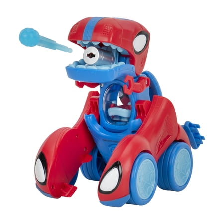 MARVEL Spidey and His Amazing Friends Spidey Rex Racer 8 inch Play Vehicle with Sounds that Transforms from Vehicle into Dinosaur