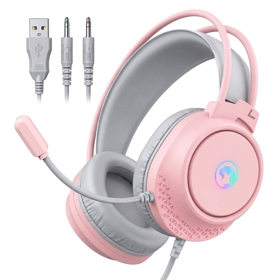 MARVO HG21 Wired Over-Ear Gaming Headset, 50mm Drivers, Surround Stereo Sound, Static RGB Lighting, USB & 3.5mm Audio Jacks, Headphones for Gaming, Music, Voice Chat & Multimedia Streaming