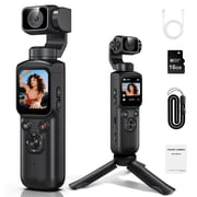 MARVUE 4K Vlogging Camera 75MP Handheld Cameras with 330  Rotating Lens & Face Tracking Touchscreen Pocket Digital Camera for YouTube TikTok with 16GB Card &Tripod