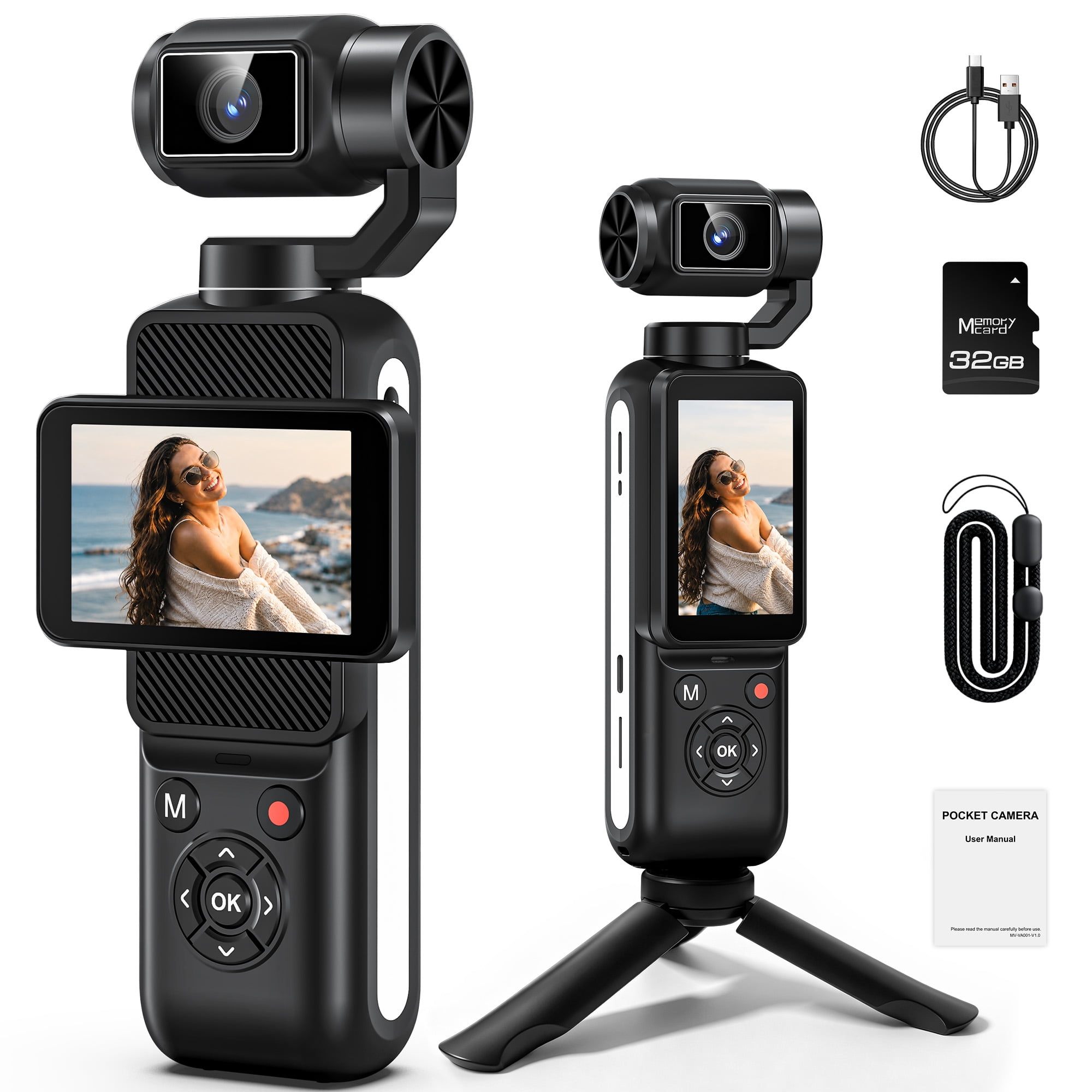 MARVUE 5K Vlogging Camera 80MP Dual-axis Rotating Anti-shake Pocket ...