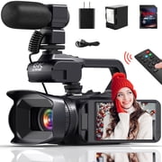 MARVUE 6K Video Camera Camcorder 64MP, Ultra 4.0" Touch Screen IR Night Vision 18X Digital Zoom with Microphone, Wifi, Handhold Stabilizer, 64G SD Card