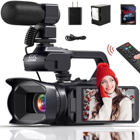 MARVUE 6K Video Camera Camcorder 64MP, Ultra 4.0" Touch Screen IR Night Vision 18X Digital Zoom with Microphone, Wifi, Handhold Stabilizer, 32G SD Card