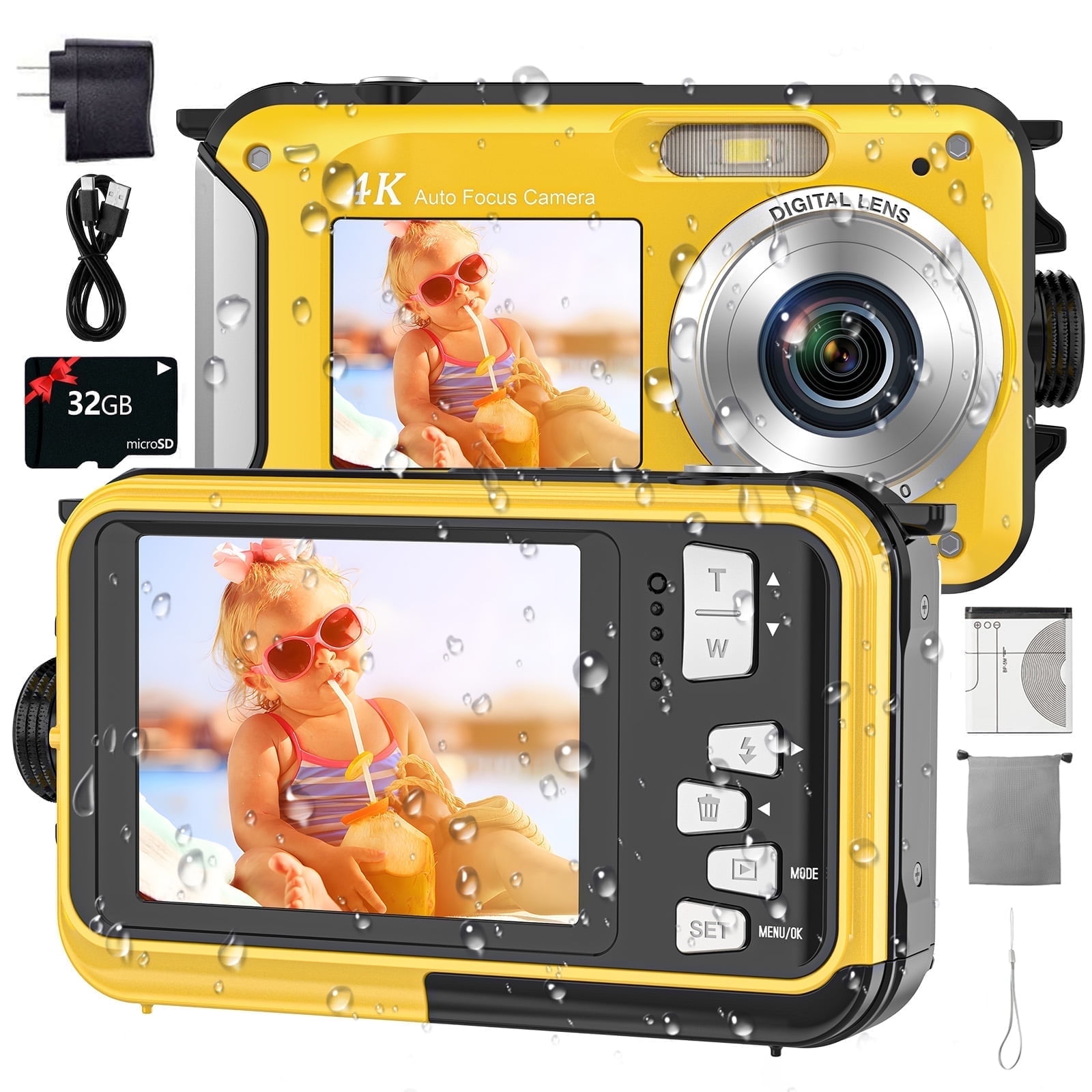 2.7K Underwater Camera Waterproof Digital Camera 4K 48MP With 32GB Card - Dual Screen Underwater Camera For Snorkeling & Travel Waterproof Digital Cameras - View #3