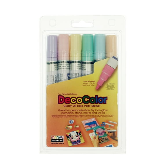 Marvy Uchida DecoColor Pastel Paint Marker Set - Broad Point Permanent Artist Markers