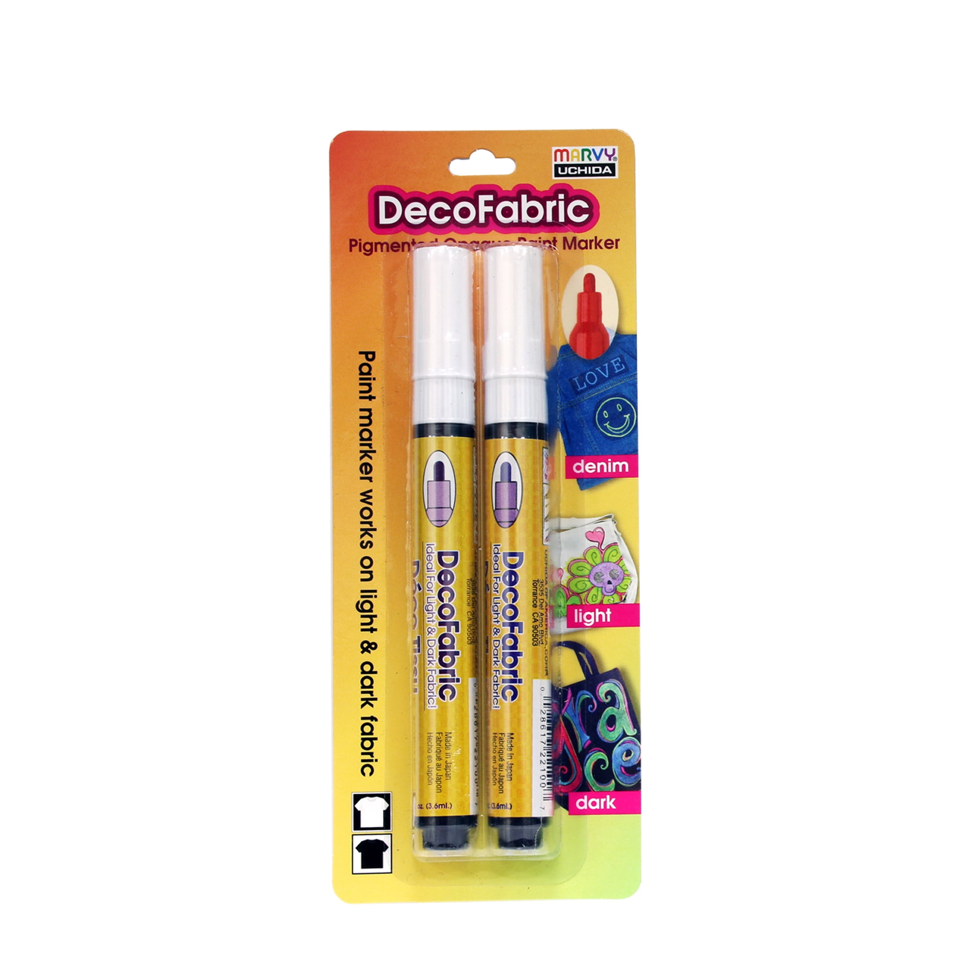 MARVY UCHIDA DECOFABRIC FABRIC PAINT MARKER WHITE 2PK