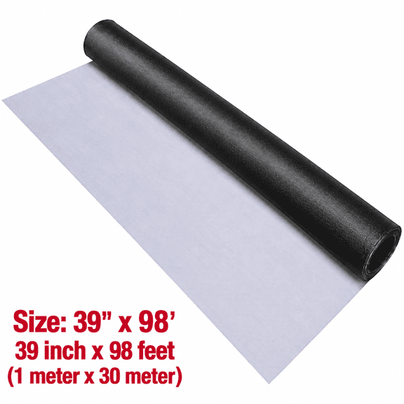 MARVYC 39 inch x 98 ft Fiberglass Window Screen Mesh Roll, Insect and Fly Protection, Durable, Washable, DIY Cut to Any Size for Windows, Doors, Pool, Porch and Patio (Black, 1 Meter x 30 Meter)