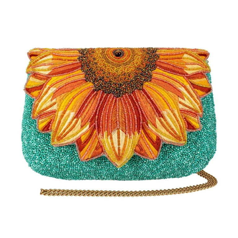 MARY FRANCES Sunflower Power Crossbody Clutch Blue HANDBAG NEW