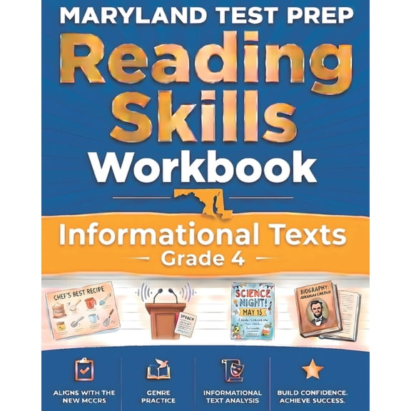 MARYLAND TEST PREP Reading Skills Workbook Informational Texts Grade 4: Preparation for the MCAP English Language Arts A, (Paperback)