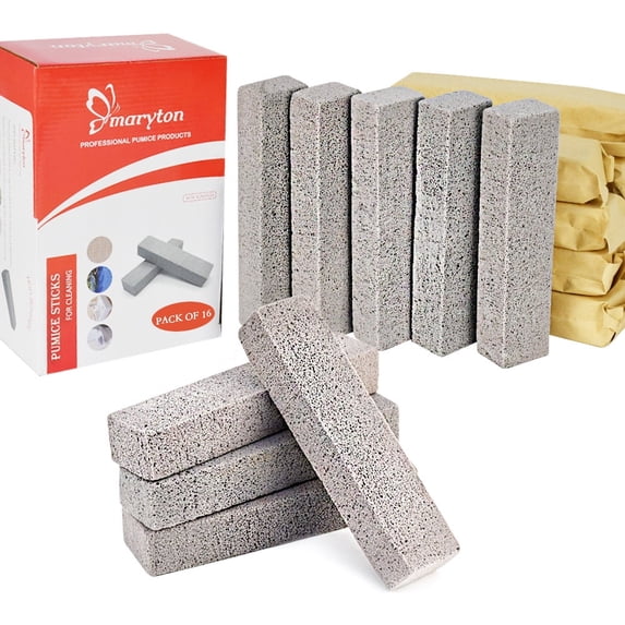 MARYTON Scouring Abrasive Pumice Sticks for Cleaning Toilet Bowl, Bath, Kitchen, Pool, Grill, 16 Pieces