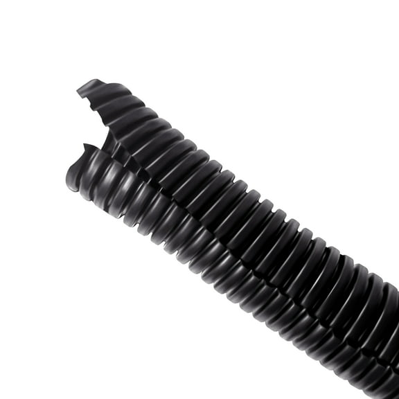 MAS 20Ft 7/8'' Wire Loom Tubing Black Polyethylene Corrugated Conduit Auto Wire Conduit Cover