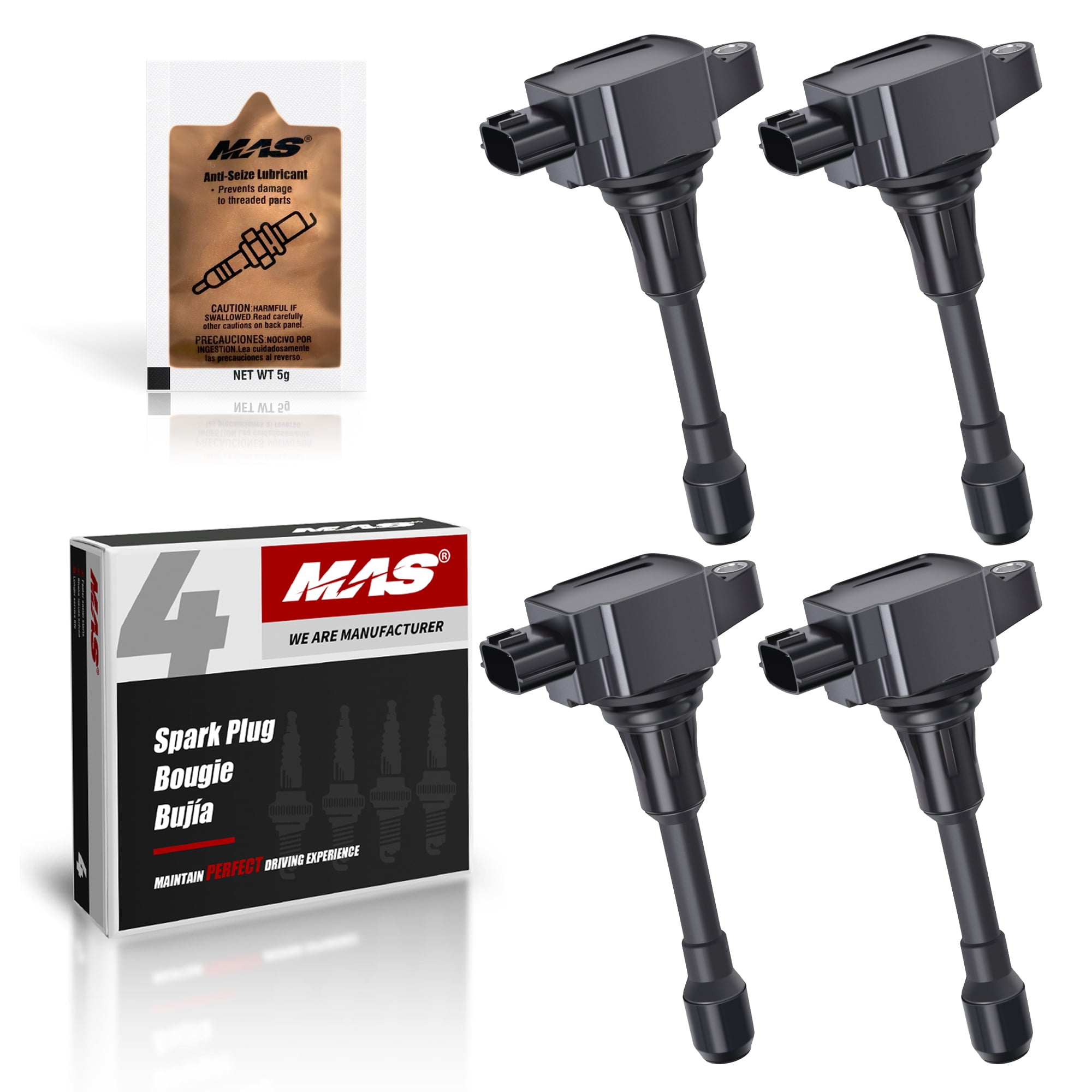 Set of 4 Ignition Coil UF549 & Iridium Spark Plugs 9029 for 2007-2021 Nissan Altima Versa Sentra Rogue Cube NV200 1.6L 1.8L 2.0L 2.5L & Free Gift Anti-Seize Lubricant(5g)