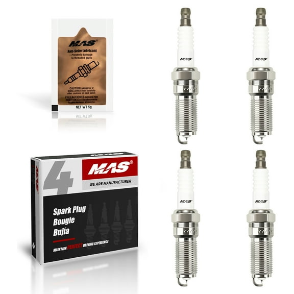 MAS 4 Pcs of Spark Plug Compatible with Buick Enclave Ford F-150 F-250 F-350 Super Duty Transit-150 Mustang Chevrolet Impala Mazda MX-5 Miata 2.0L 3.3L 3.5L6.2L L4 V6 V8 Replacement for 6509