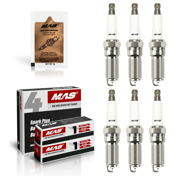 MAS 6 Pcs Iridium Spark Plug Compatible with Buick Allure Cadillac ATS SRX Chevrolet Equinox Impala Traverse GMC Acadia Pontiac G8 Torrent Saab 9-4X 3.0L 3.2L V6 Replacement for 6509 AI5263