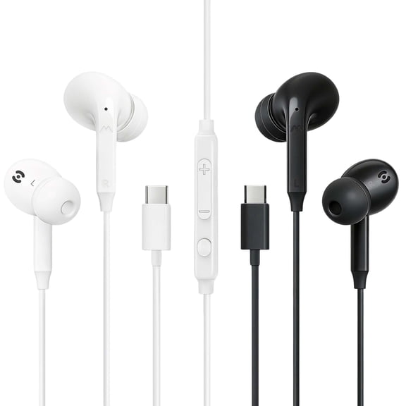 MAS CARNEY Headphone Skin with Mic for iPhone, Samsung, White, 2 Count, 2 Pack
